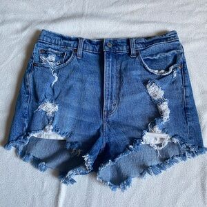 Abercrombie & Fitch Ripped Blue Jean Shorts